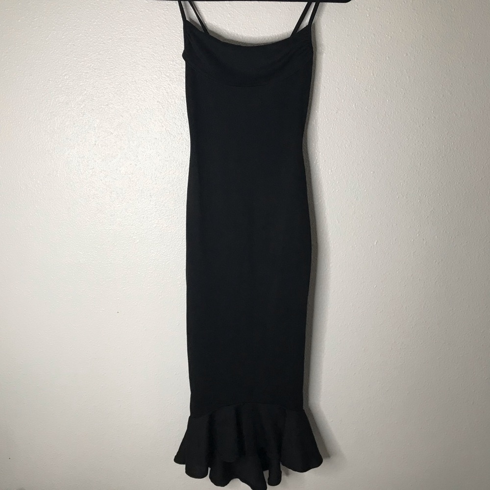 PrettyLittleThing Crepe Cowl Frill Hem Midi Dress